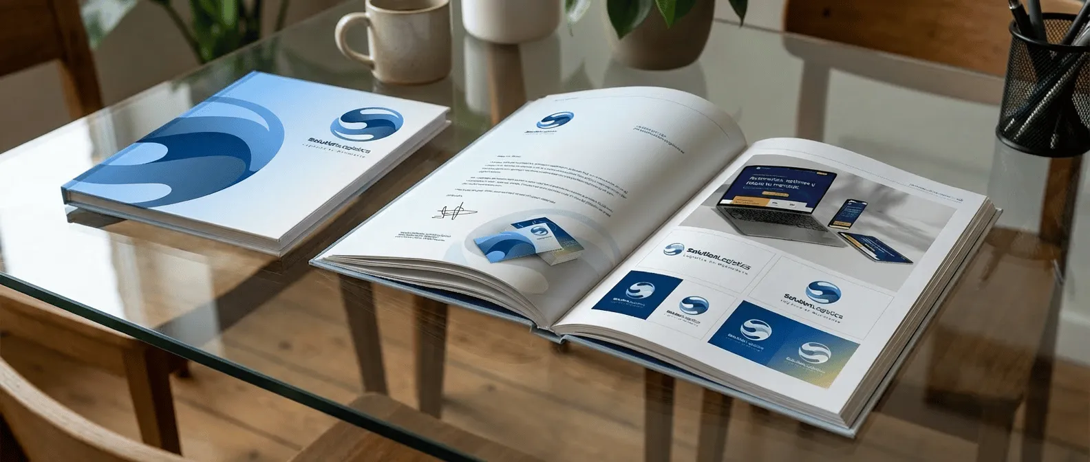 Una página del manual de marca de Solution Logistics