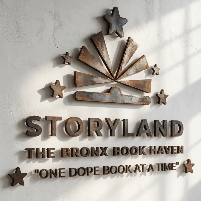 El logotipo de Storyland en hierro