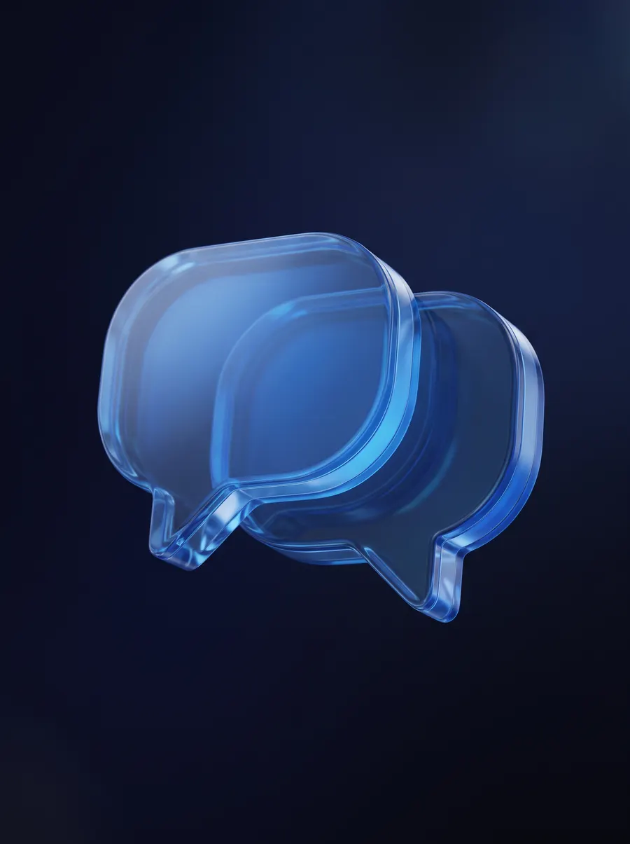 Dos bocadillos de conversación en cristal azul